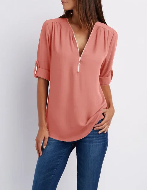 Ora | Zip Detail Top