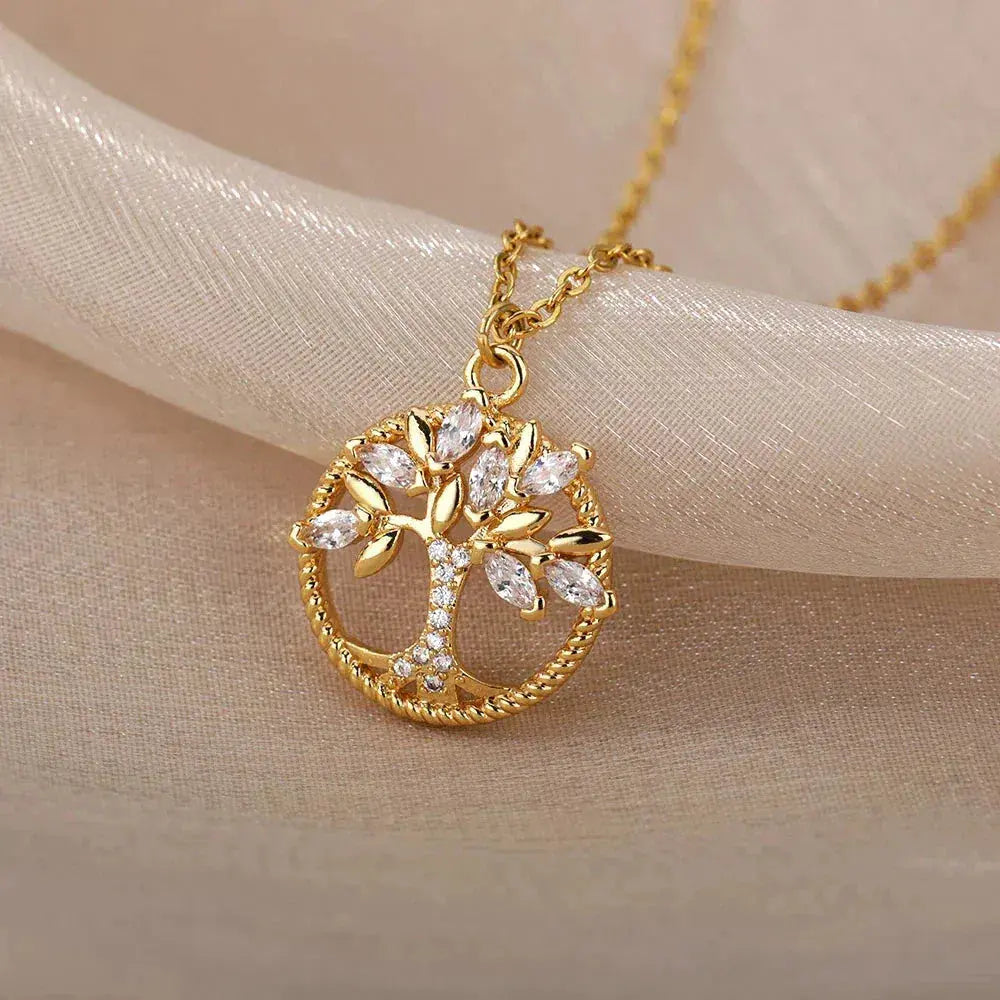 Collana Arbre di Vie in Oro con Zirconi