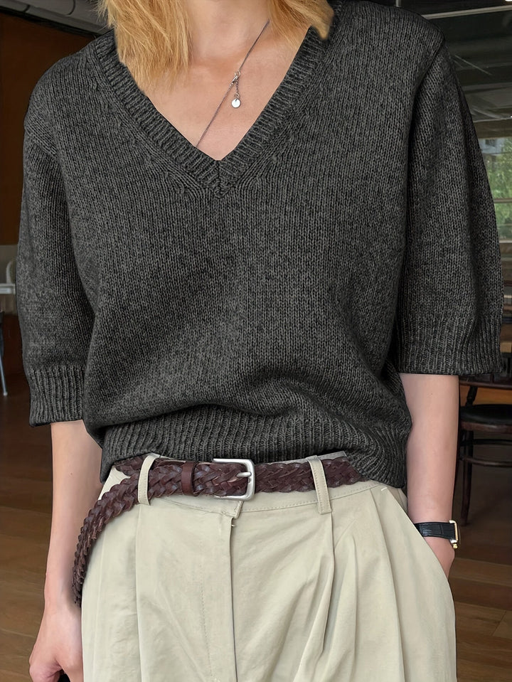 Elle | Scollo a V Manica Corta Maglia