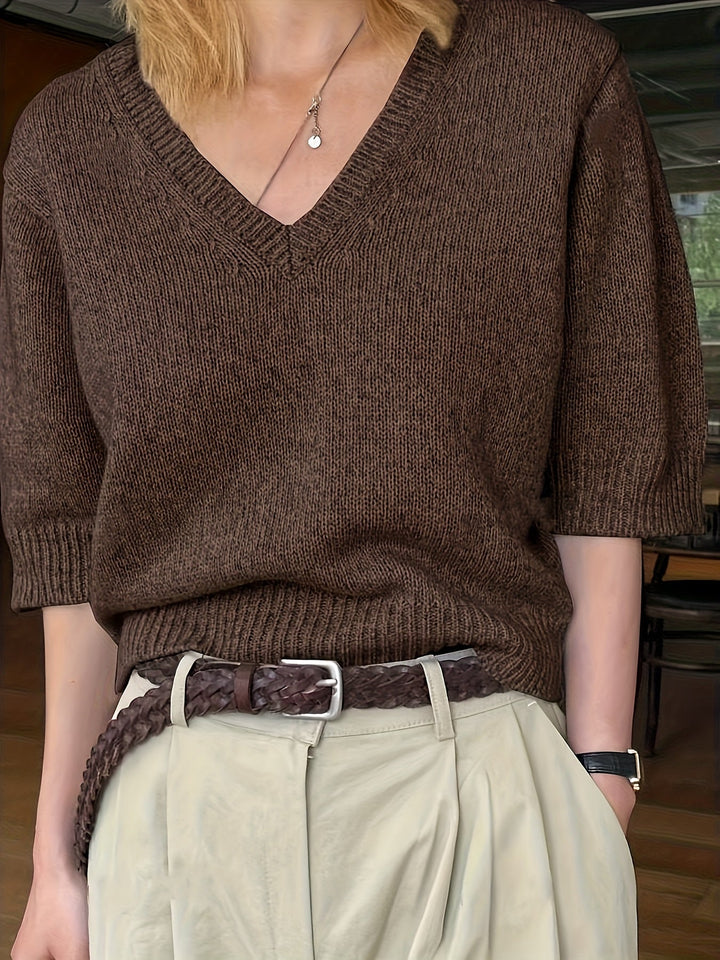 Elle | Scollo a V Manica Corta Maglia