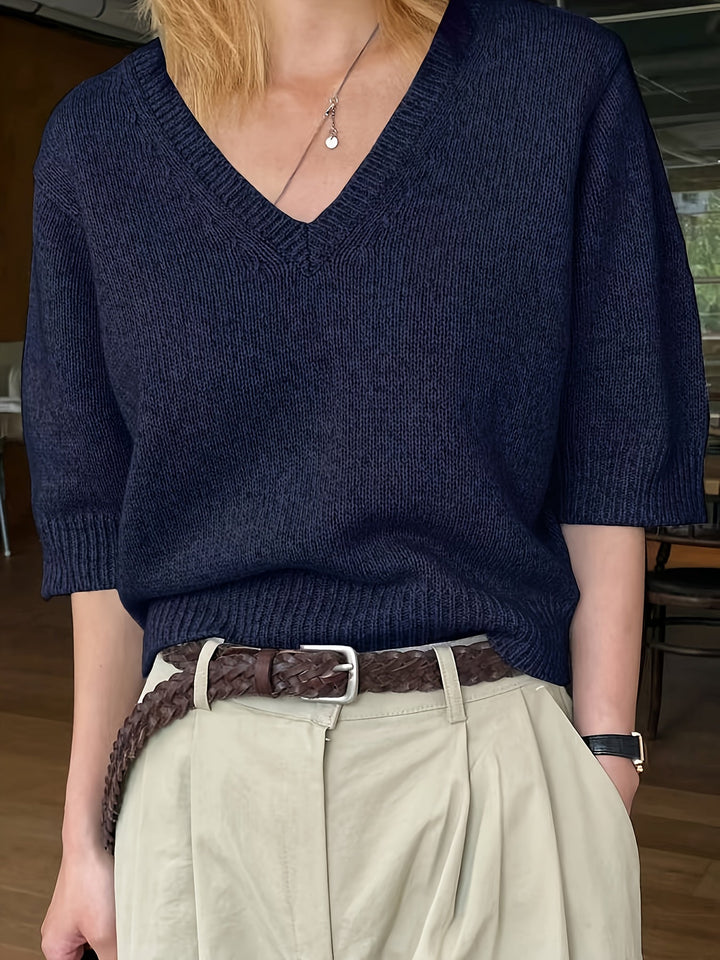 Elle | Scollo a V Manica Corta Maglia