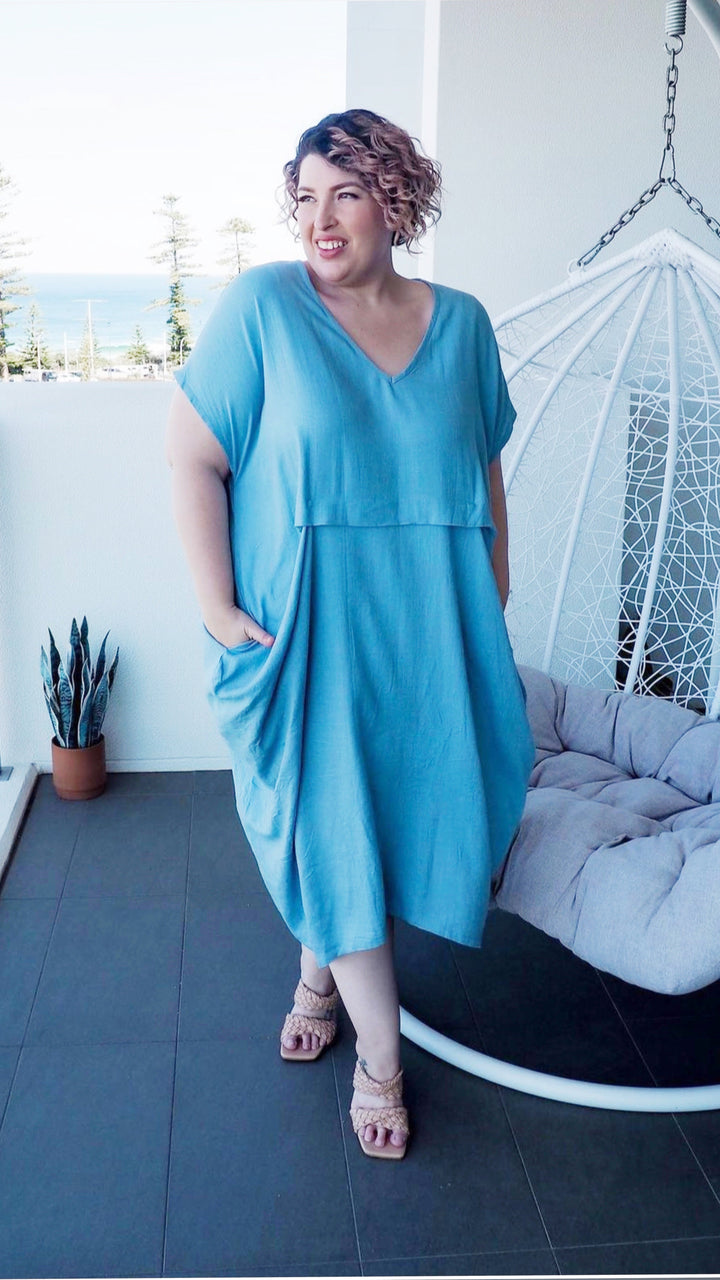 Tabitha | Maxi Abito in Lino Drappeggiato