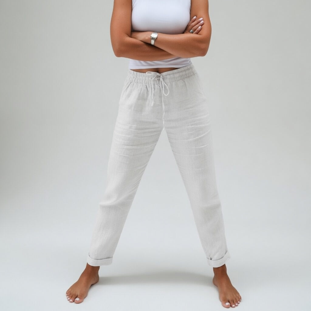 Etta | Rilassato Cotone Gamba Larga Pantaloni with Pockets