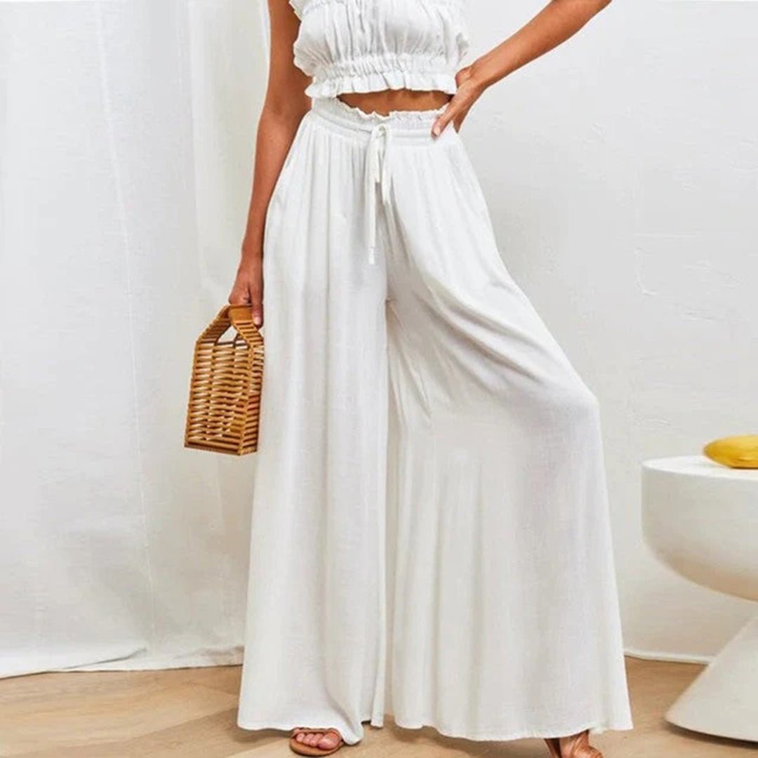 Mairi | Flowing Shirred Waist Palazzo Pantaloni