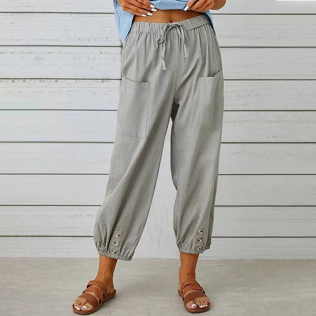 Raine | Rilassato High Waist Pantaloni with Cuffed Ankle