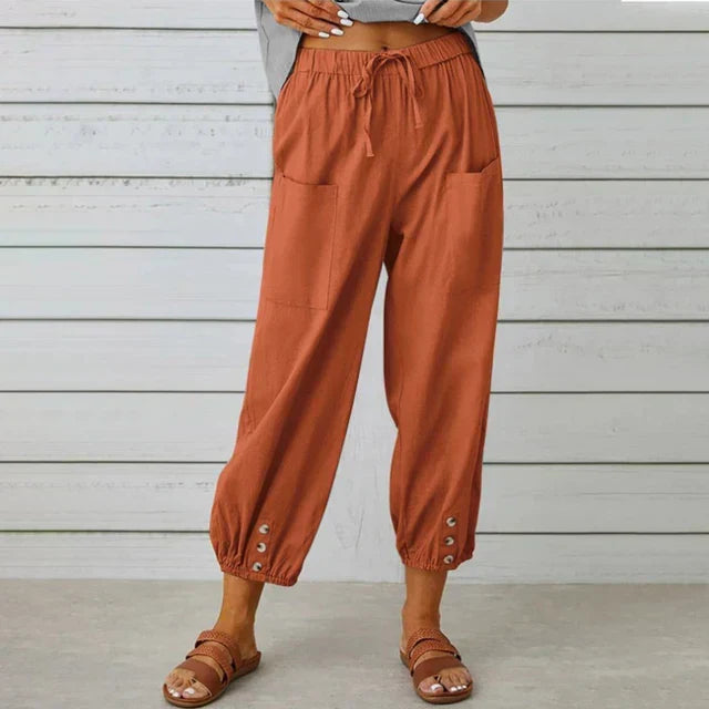 Raine | Rilassato High Waist Pantaloni with Cuffed Ankle