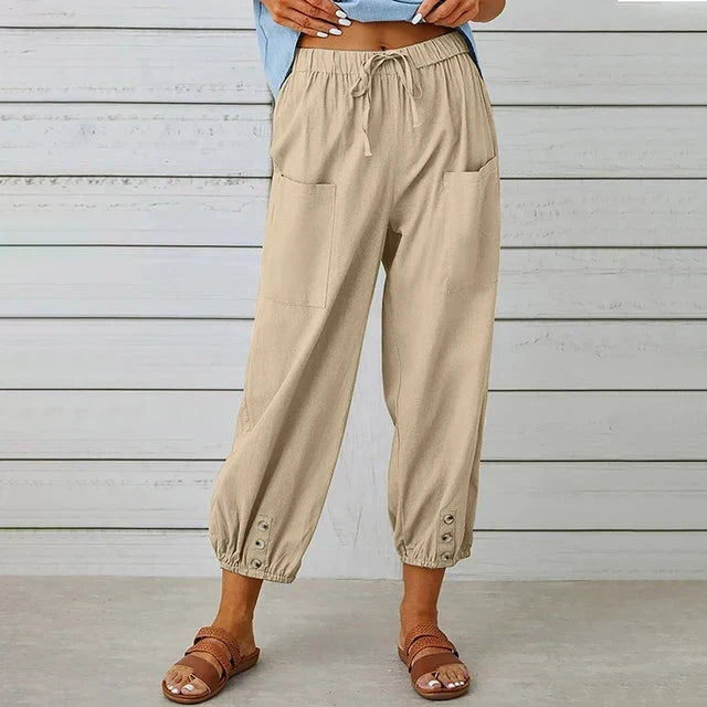 Raine | Rilassato High Waist Pantaloni with Cuffed Ankle