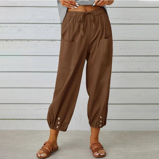 Raine | Rilassato High Waist Pantaloni with Cuffed Ankle