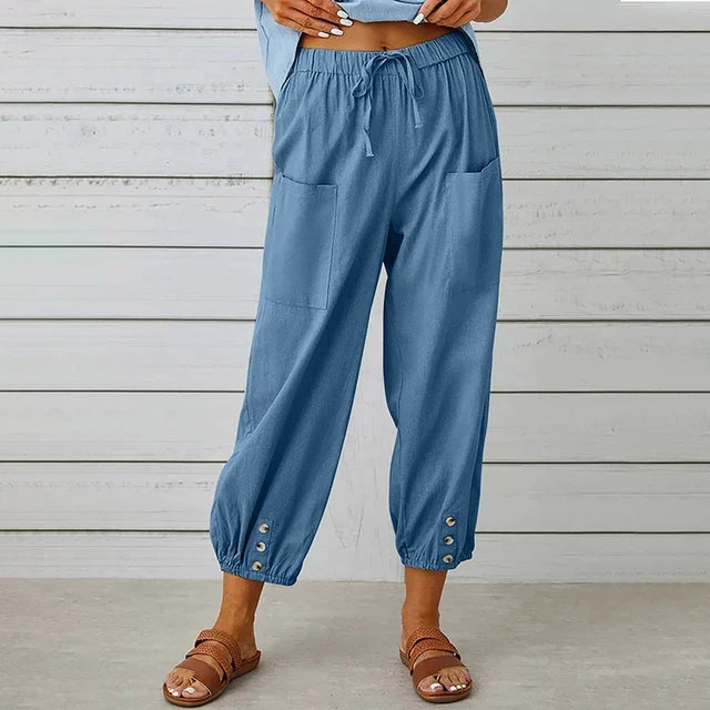 Raine | Rilassato High Waist Pantaloni with Cuffed Ankle