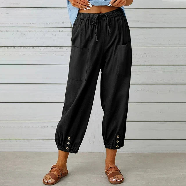 Raine | Rilassato High Waist Pantaloni with Cuffed Ankle
