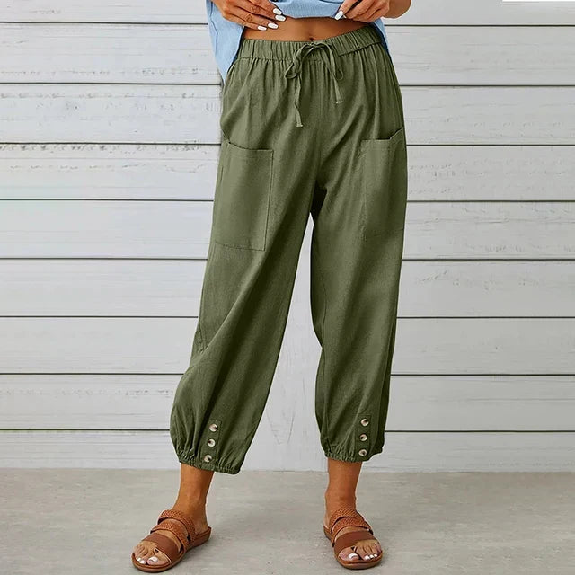 Raine | Rilassato High Waist Pantaloni with Cuffed Ankle