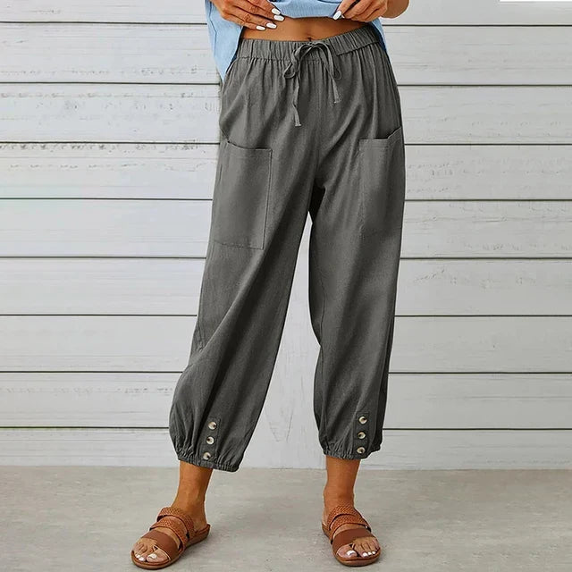 Raine | Rilassato High Waist Pantaloni with Cuffed Ankle