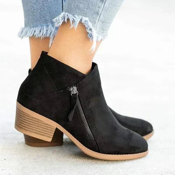 Mona | Women’s Ankle Stivali | Side-Zip Design with Low Tacco