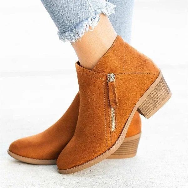 Mona | Women’s Ankle Stivali | Side-Zip Design with Low Tacco