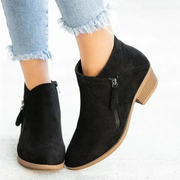 Mona | Women’s Ankle Stivali | Side-Zip Design with Low Tacco