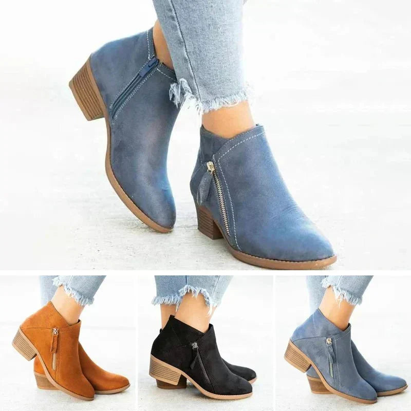 Mona | Women’s Ankle Stivali | Side-Zip Design with Low Tacco