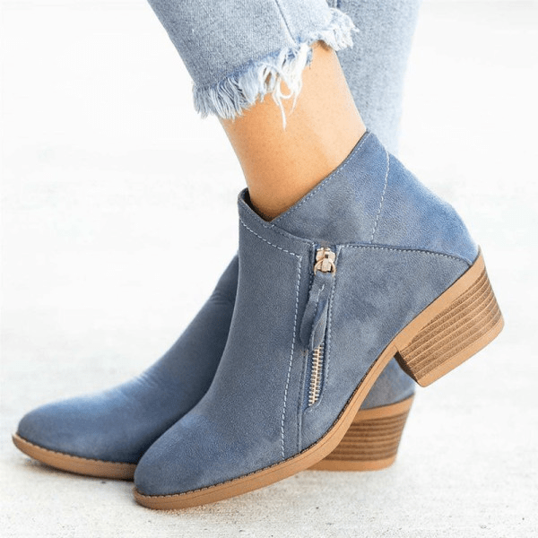 Mona | Women’s Ankle Stivali | Side-Zip Design with Low Tacco