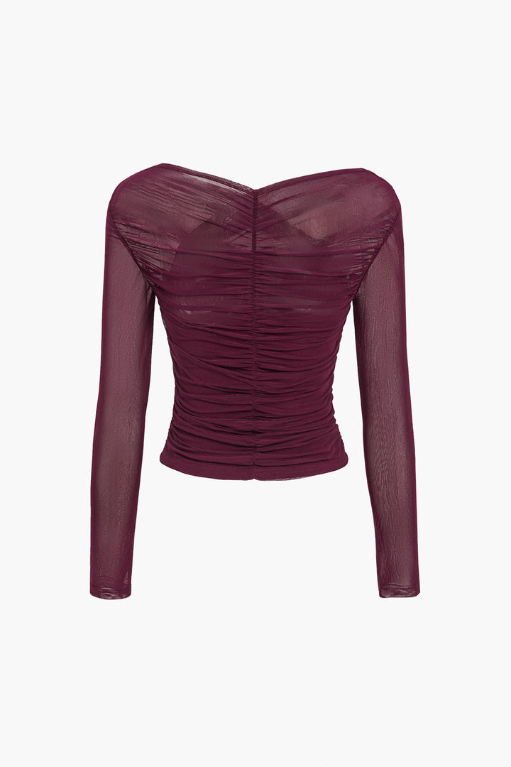 Cali | Ruched Wrap Mesh Top