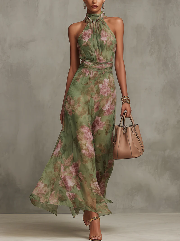 Poppy | Maxi Abito Floreale Collo Halter