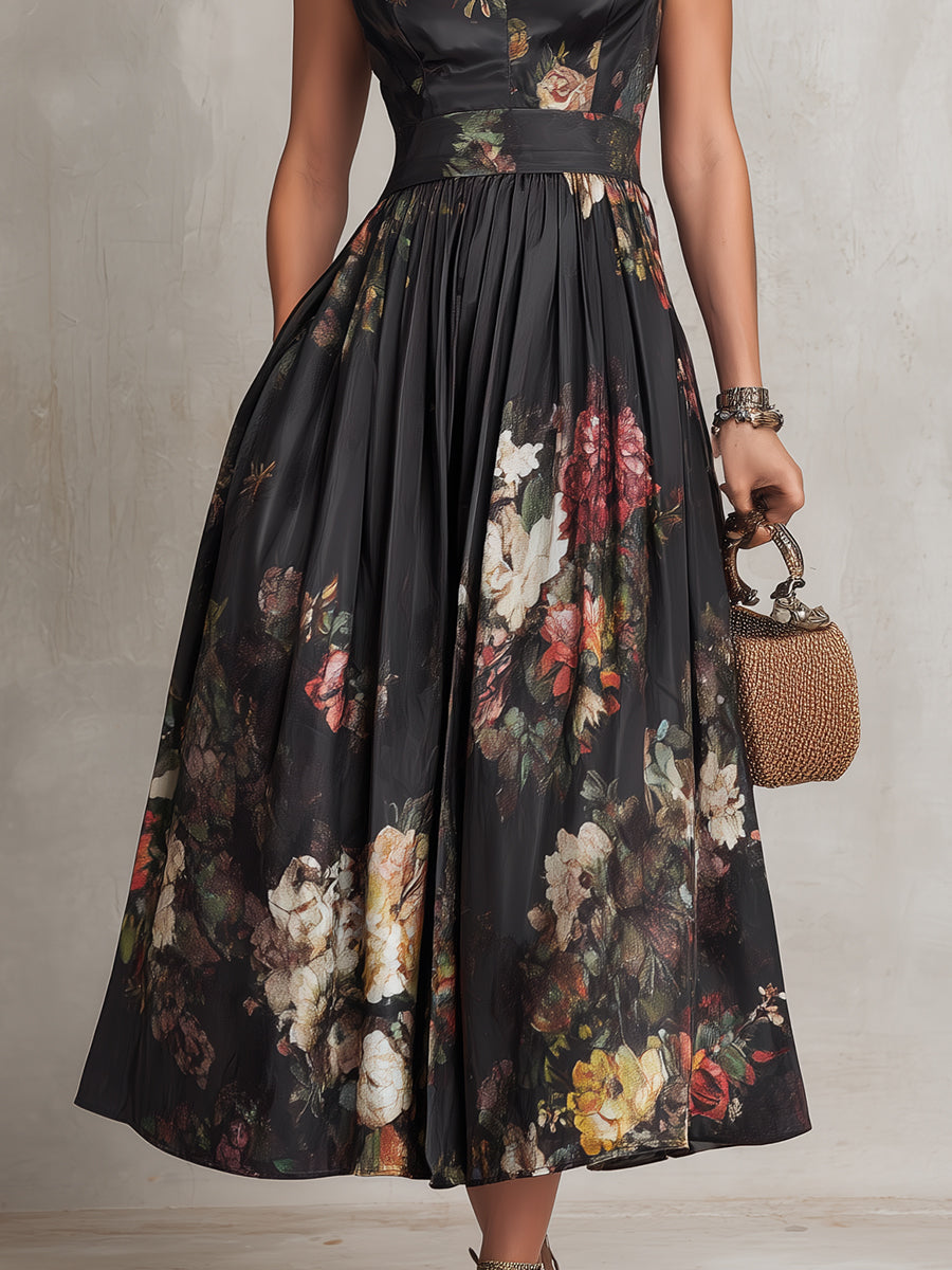 Solenne | Pleated Raso Midi Abito