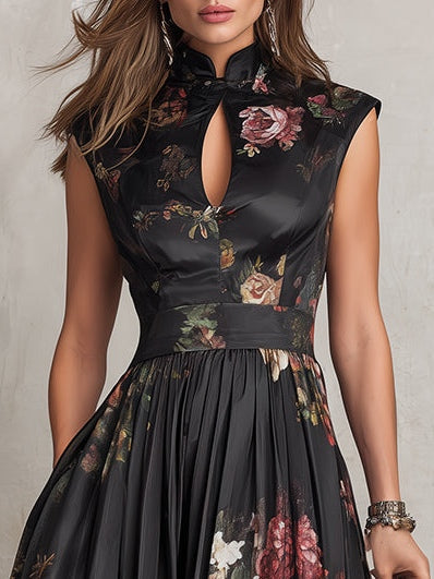 Solenne | Pleated Raso Midi Abito