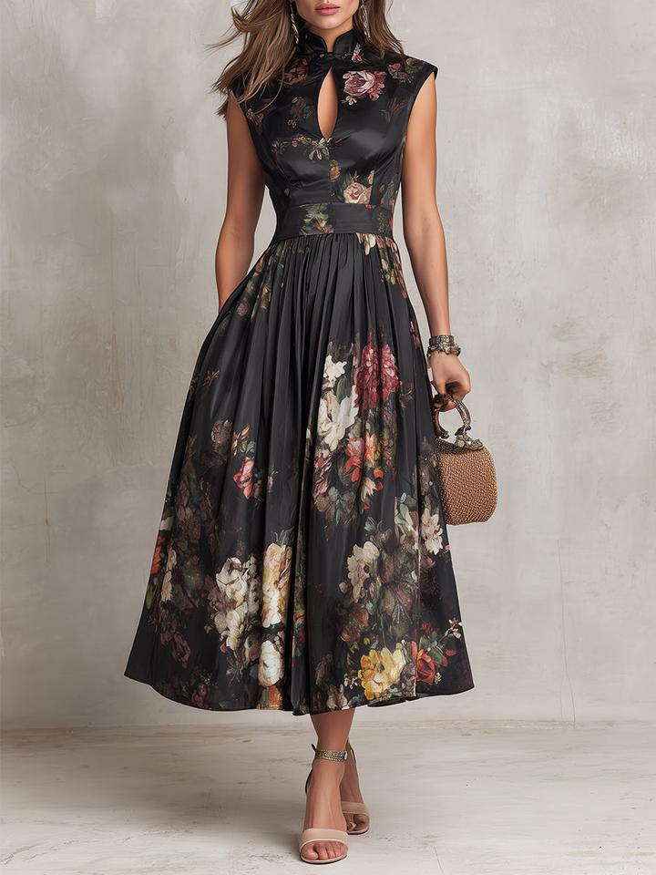 Solenne | Pleated Raso Midi Abito