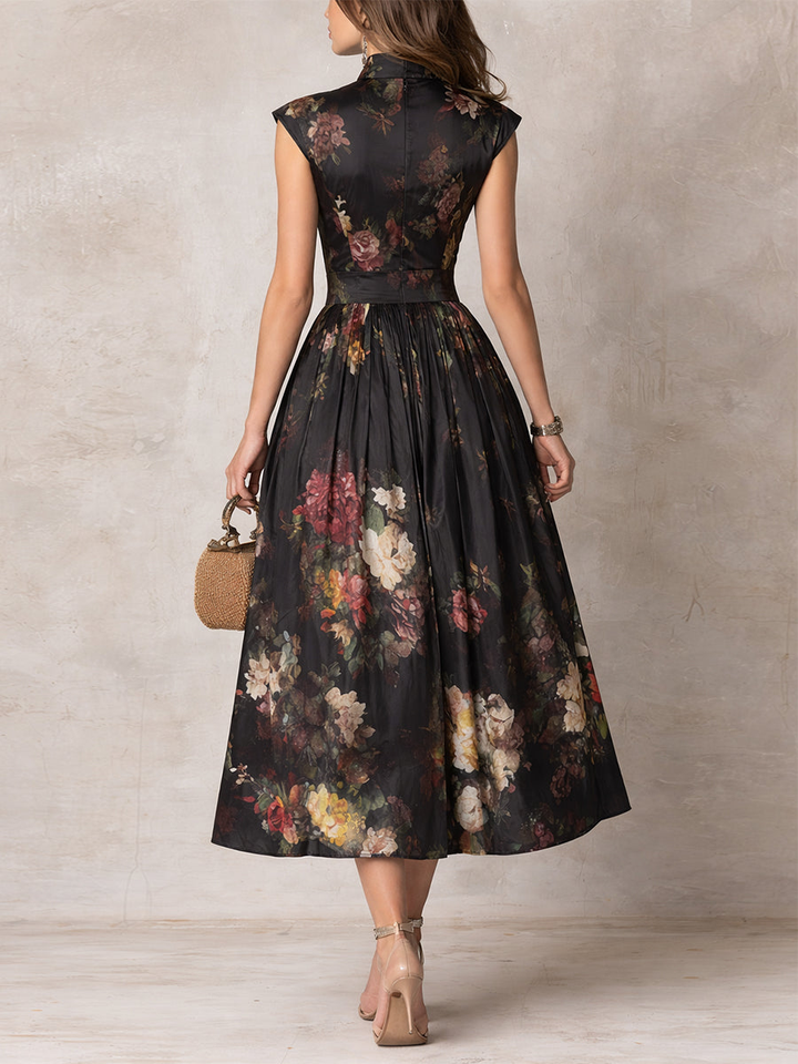 Solenne | Pleated Raso Midi Abito