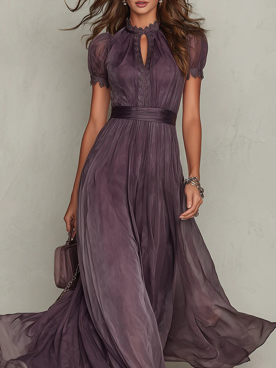 Violetta | Violet Slit-Neck Maxi Abito