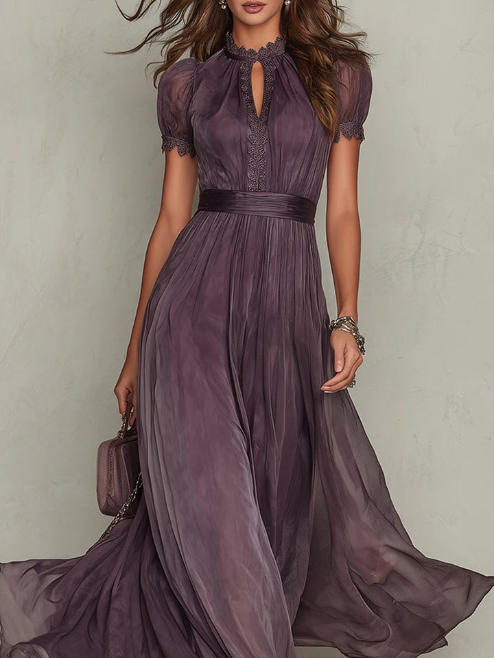 Violetta | Violet Slit-Neck Maxi Abito