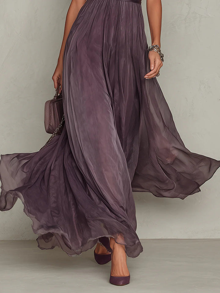 Violetta | Violet Slit-Neck Maxi Abito