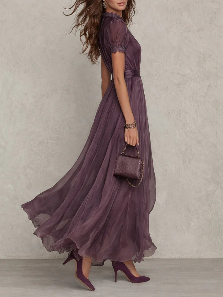 Violetta | Violet Slit-Neck Maxi Abito