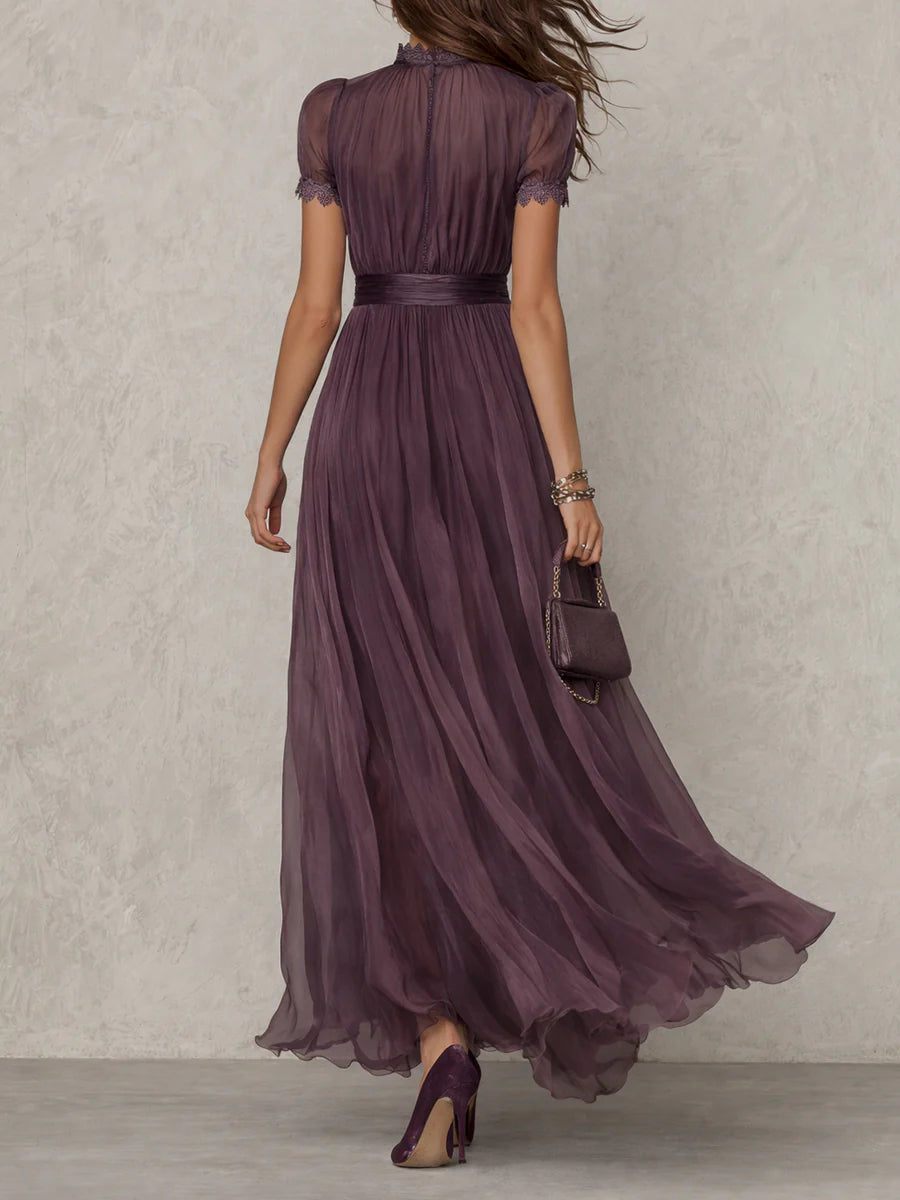 Violetta | Violet Slit-Neck Maxi Abito