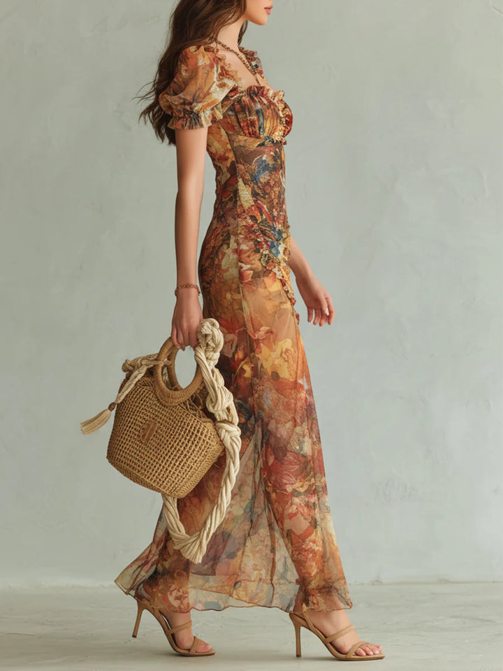 Amberessa | Arancione Boho Stampa Maxi