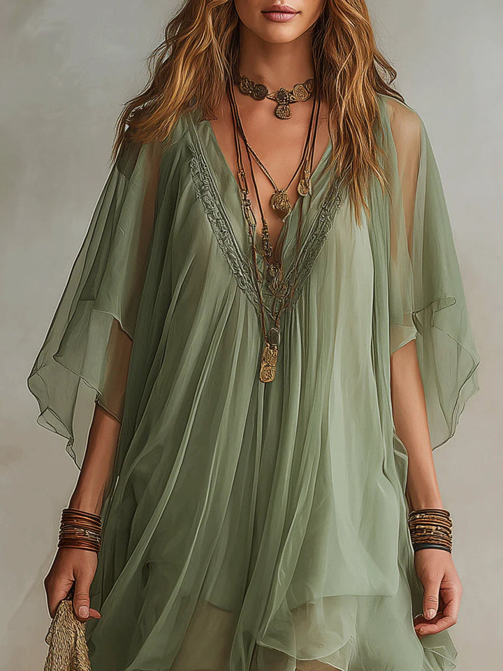 Verdisse | Flowy Verde Chiffon Abito
