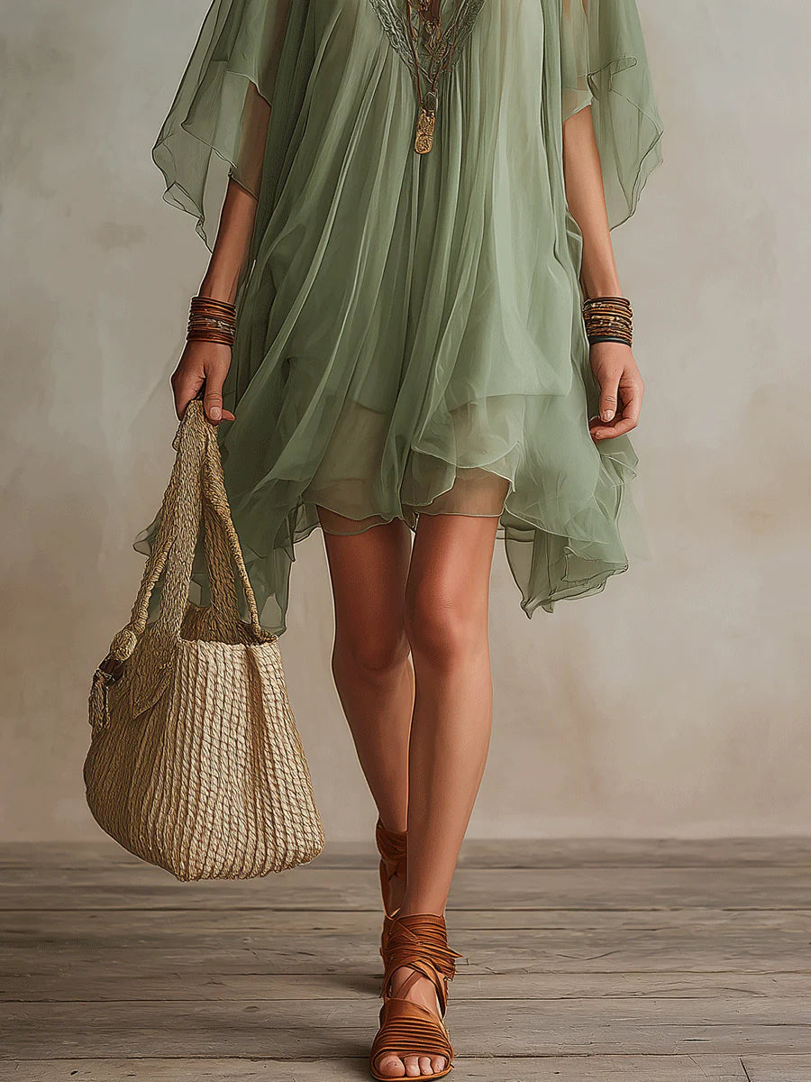 Verdisse | Flowy Verde Chiffon Abito