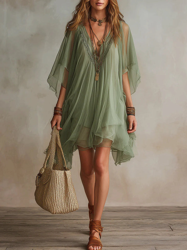Verdisse | Flowy Verde Chiffon Abito