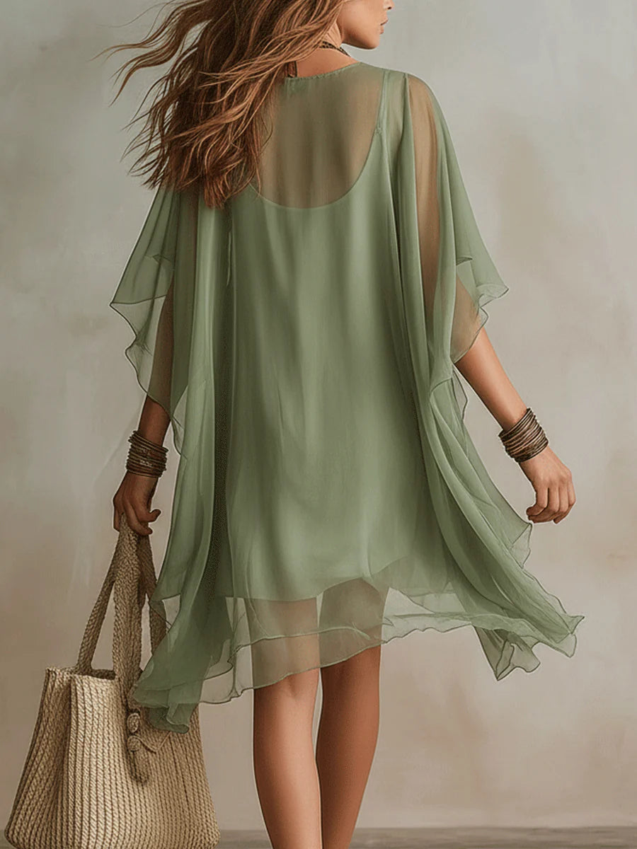 Verdisse | Flowy Verde Chiffon Abito