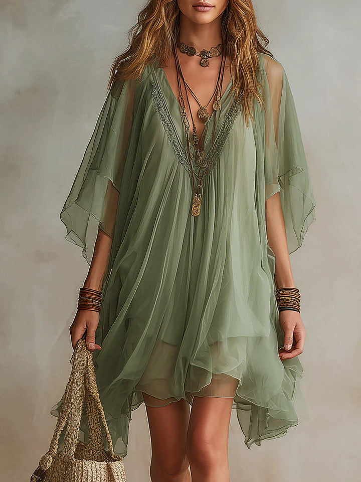 Verdisse | Flowy Verde Chiffon Abito