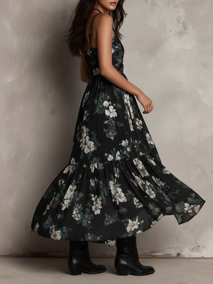 Nightbloom | Nero Boho Floreale Maxi