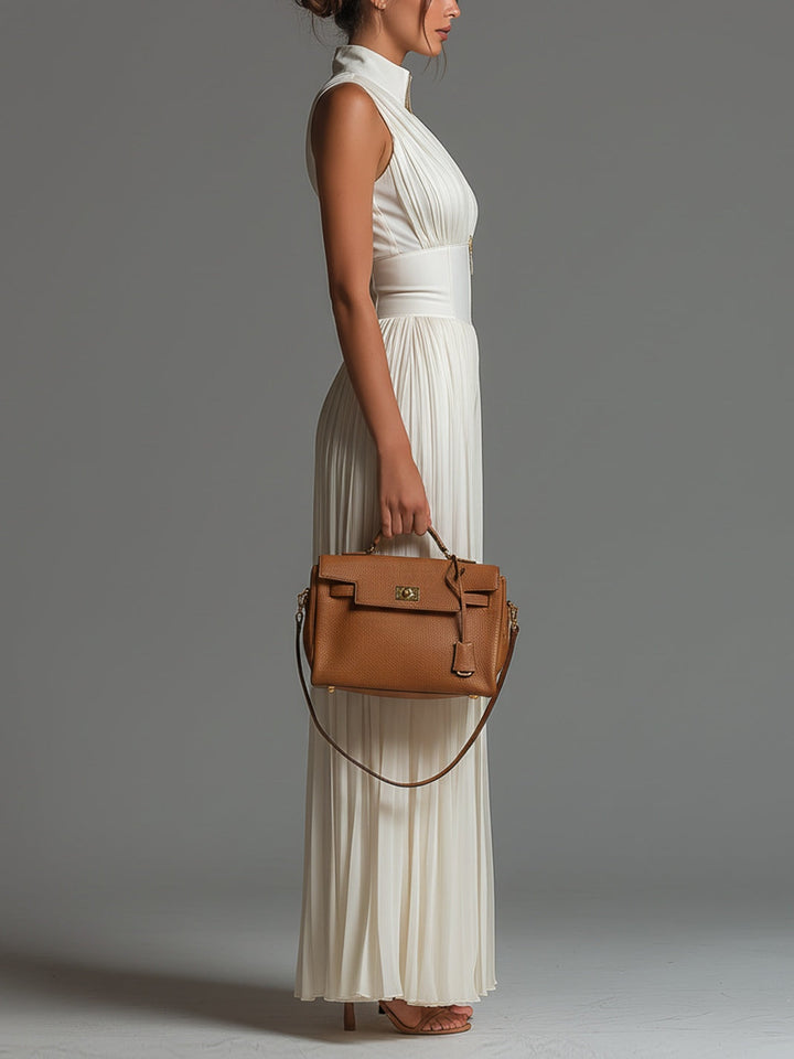Ivoryssa | Tuta in Chiffon Bianco Gamba Larga