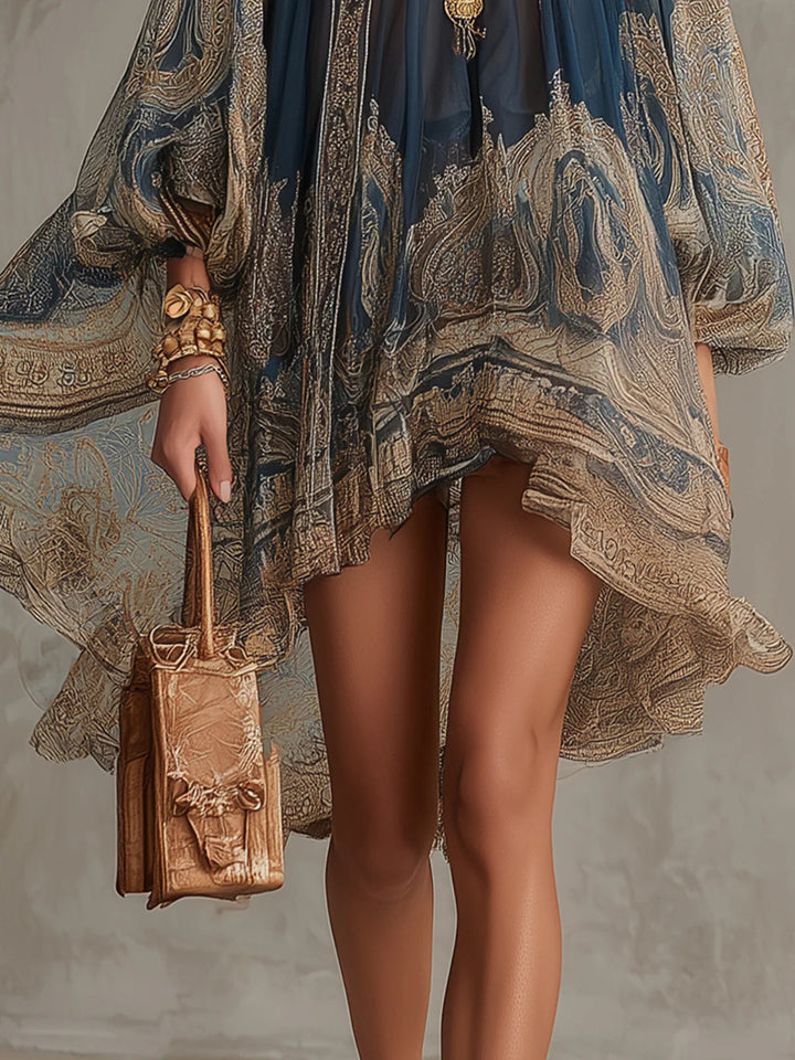Navessa | Blu Blu Navy Baroque Stampa Abito