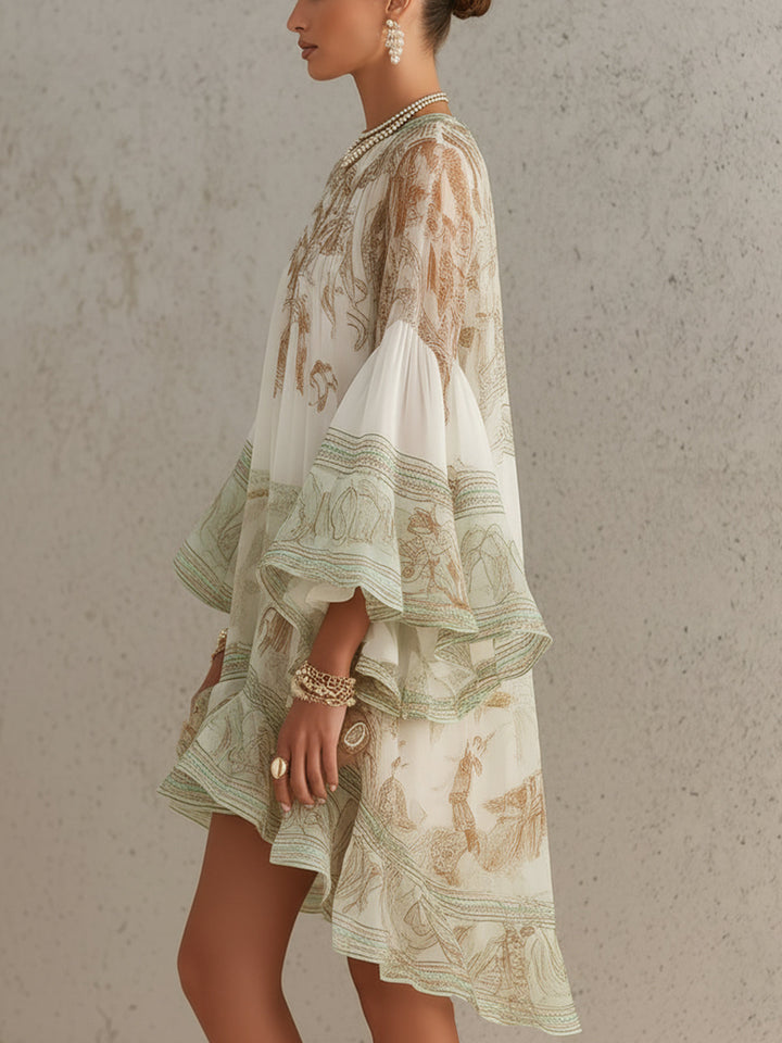 Ferngale | a Righe Verde Chiffon Abito