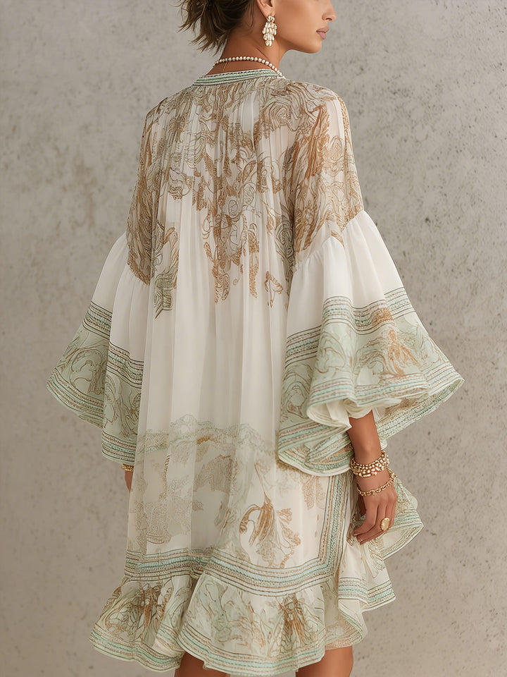 Ferngale | a Righe Verde Chiffon Abito