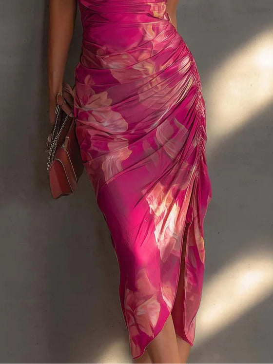 Fuscienne | Fuchsia Floreale Bodycon Abito