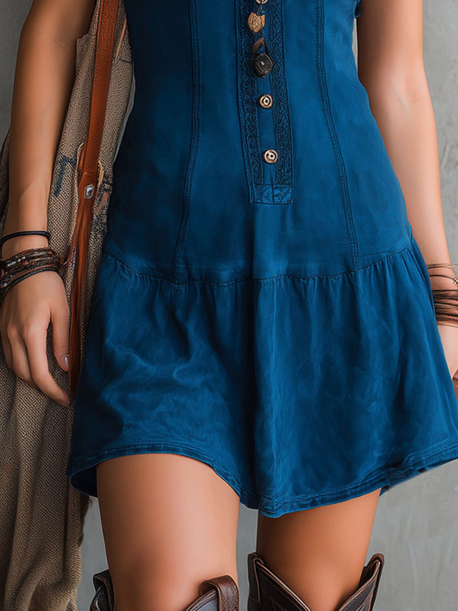 Indigelle | Indigo Boho Button Abito