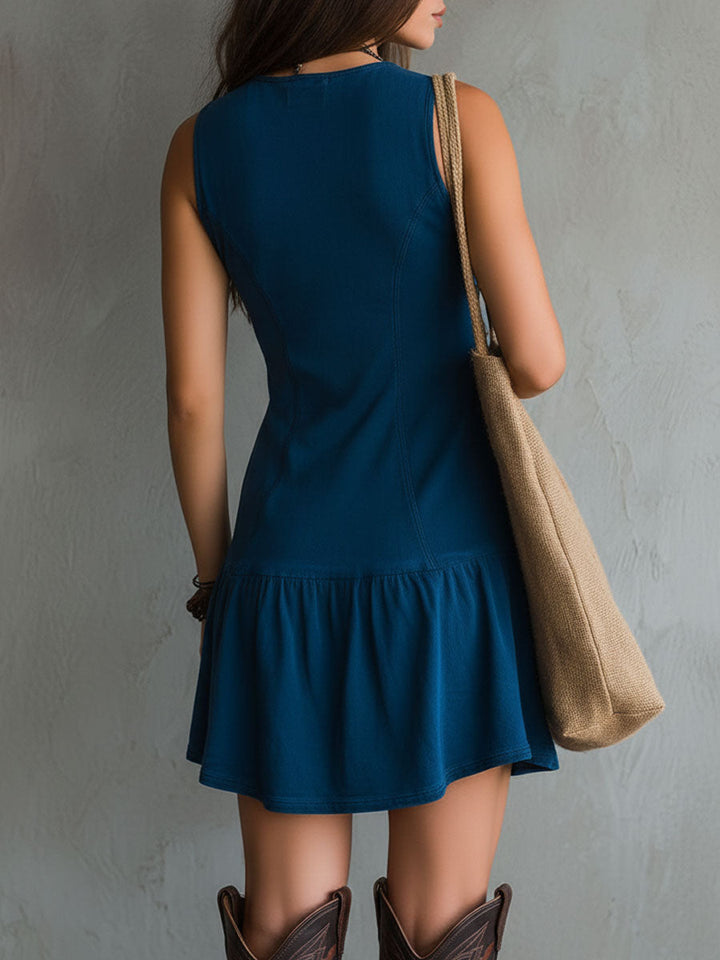 Indigelle | Indigo Boho Button Abito