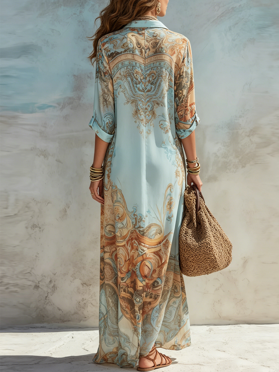 Azurelle | Blu Floreale Maxi Abito
