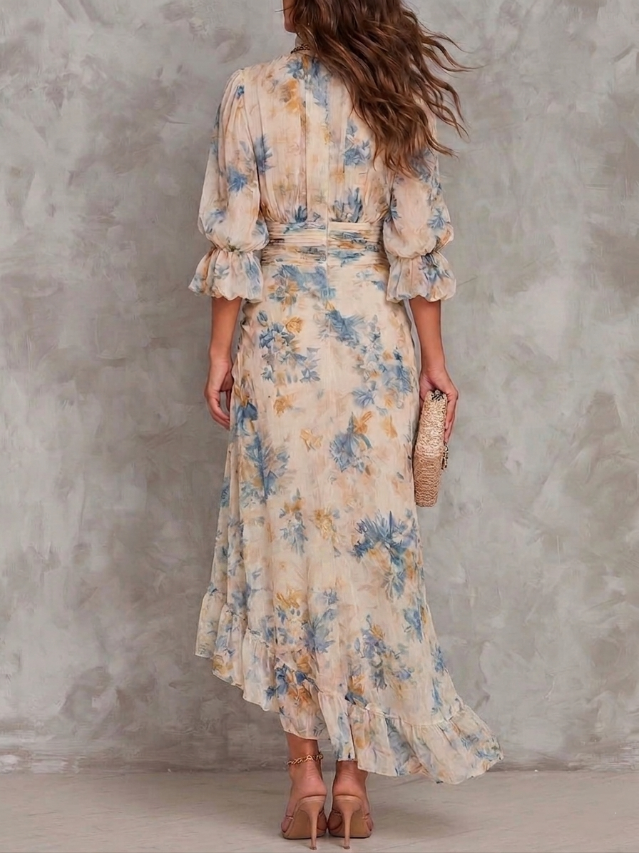 Beatrelle | Beige Floreale Chiffon Maxi