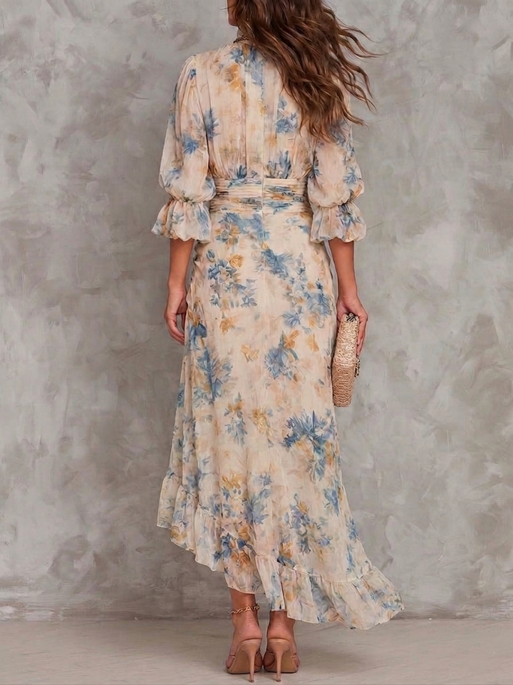 Beatrelle | Beige Floreale Chiffon Maxi