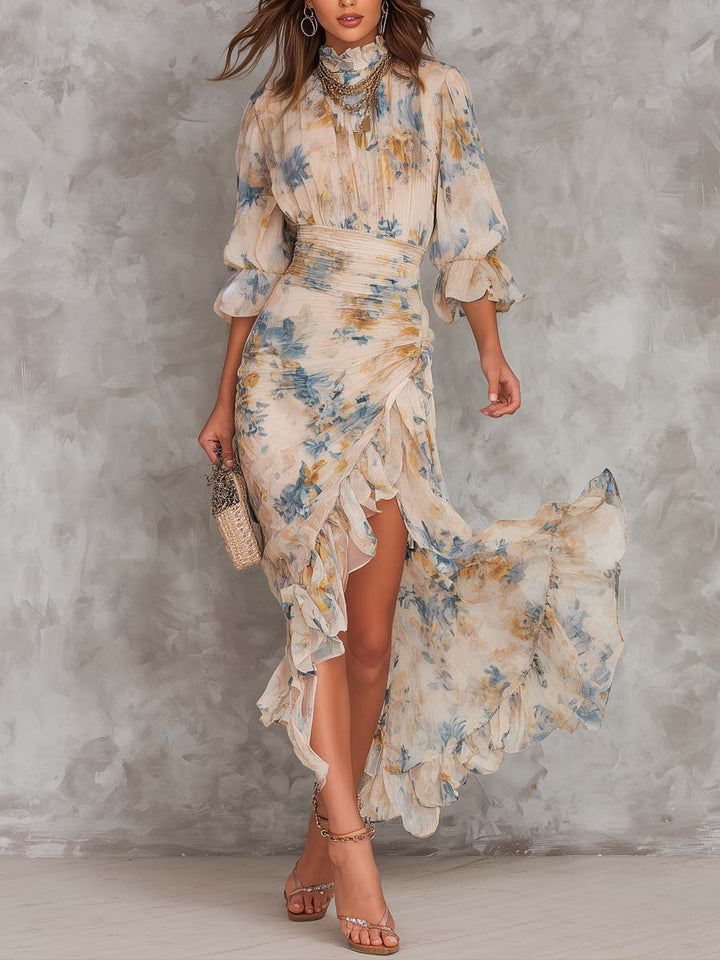 Beatrelle | Beige Floreale Chiffon Maxi